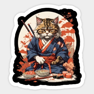 Cool Cat Sushi Art Sticker